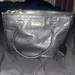 Tahari Black Embossed Tote Bag